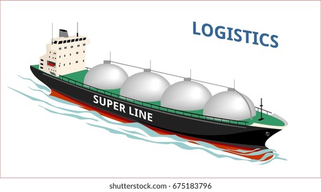 cargo gas ship sea transportation water ocean speed. gas cylinders, sphere