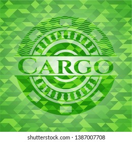 Cargo green emblem with mosaic background. Vector Illustration. Detailed.