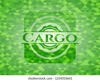 Cargo green emblem with triangle mosaic background