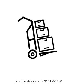 Cargo hand cart vector icon on white background.