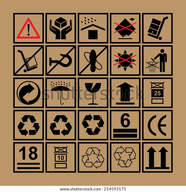 Cargo Handling Icons Used Beside Boxes Stock Vector (Royalty Free ...