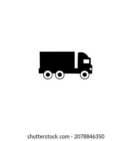 cargo, haulage, shipping truck icon in solid black flat shape glyph icon, isolated on white background 