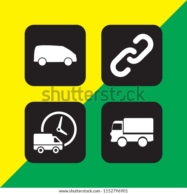 cargo icon. 4 cargo set with
chain, van, deliver and truck vector icons for web and mobile
app