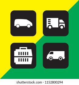 cargo icon. 4 cargo set with truck, carrier and van vector icons for web and mobile app