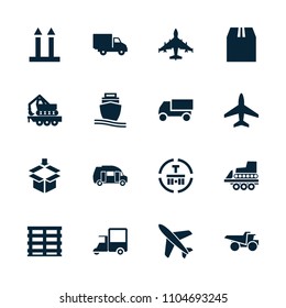 Cargo icon. collection of 16 cargo filled icons such as truck, delivery car, plane, van. editable cargo icons for web and mobile.