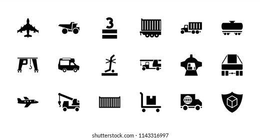 Cargo icon. collection of 18 cargo filled icons such as truck with hook, truck, van, no standing nearby. editable cargo icons for web and mobile.