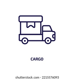 cargo icon from delivery and logistic collection. Thin linear cargo, container, truck outline icon isolated on white background. Line vector cargo sign, symbol for web and mobile