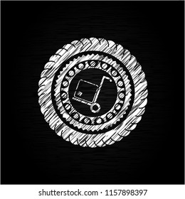 cargo icon drawn chalk emblem, retro style, chalk or chalkboard texture