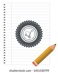 cargo icon emblem with pencil effect. Vector Illustration. Detailed.