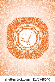 cargo icon inside abstract orange mosaic emblem