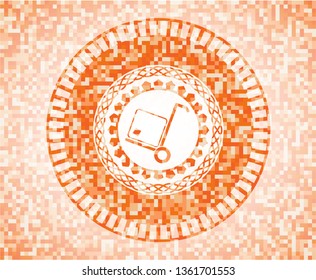 cargo icon inside abstract orange mosaic emblem with background