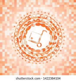 cargo icon inside abstract orange mosaic emblem with background