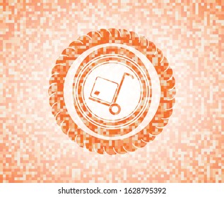 cargo icon inside abstract orange mosaic emblem with background