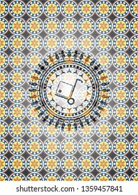 cargo icon inside arabesque emblem. arabic decoration.