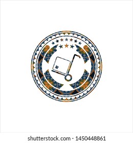 cargo icon inside arabesque emblem background. arabic decoration.