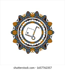 cargo icon inside arabesque style badge. arabic decoration.