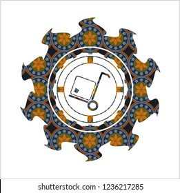 cargo icon inside arabic emblem. Arabesque decoration.