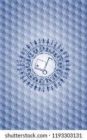 cargo icon inside blue badge with geometric pattern background.