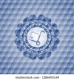 cargo icon inside blue hexagon badge.