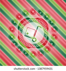 cargo icon inside christmas badge background.