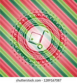 cargo icon inside christmas colors style badge.