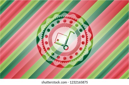 cargo icon inside christmas emblem.
