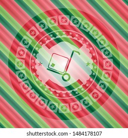 cargo icon inside christmas style badge..