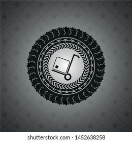 cargo icon inside dark emblem. Retro