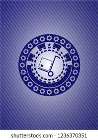 cargo icon inside denim background