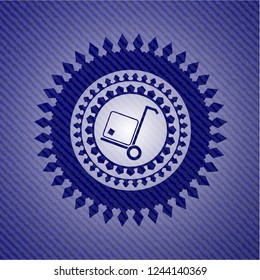 cargo icon inside emblem with denim high quality background