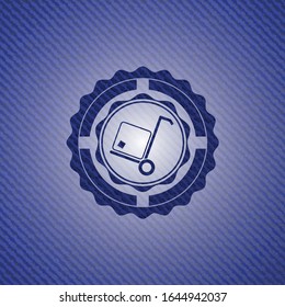 cargo icon inside emblem with denim high quality background