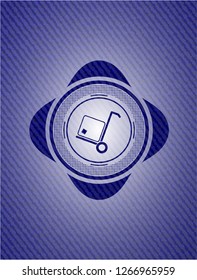 cargo icon inside emblem with jean background