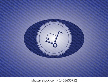cargo icon inside emblem with jean background