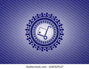 icono de carga dentro del emblema con fondo jean. 