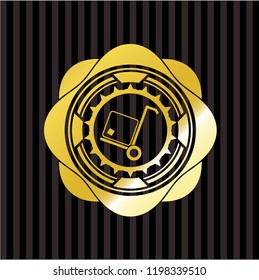 cargo icon inside gold emblem or badge
