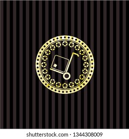 cargo icon inside gold shiny badge