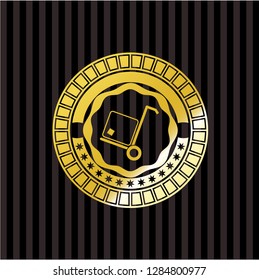 cargo icon inside golden emblem