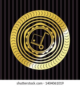 cargo icon inside golden emblem