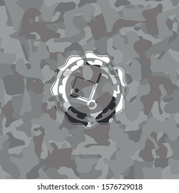 cargo icon inside grey camouflage texture