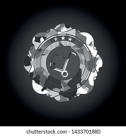 cargo icon inside grey camouflaged emblem