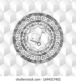 icono de carga dentro del emblema gris. Retro con fondo blanco de cubo geométrico