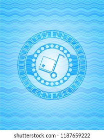 cargo icon inside light blue water emblem.