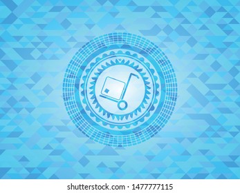 cargo icon inside light blue mosaic emblem
