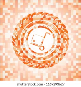 cargo icon inside orange mosaic emblem with background