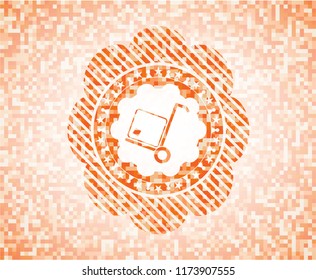 cargo icon inside orange mosaic emblem with background