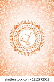 cargo icon inside orange mosaic emblem