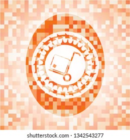 cargo icon inside orange mosaic emblem with background