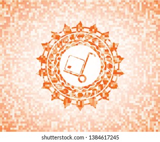 cargo icon inside orange mosaic emblem