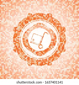 cargo icon inside orange mosaic emblem with background