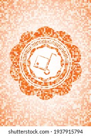 Frachtsymbol in orangefarbenem Mosaikemblem. 